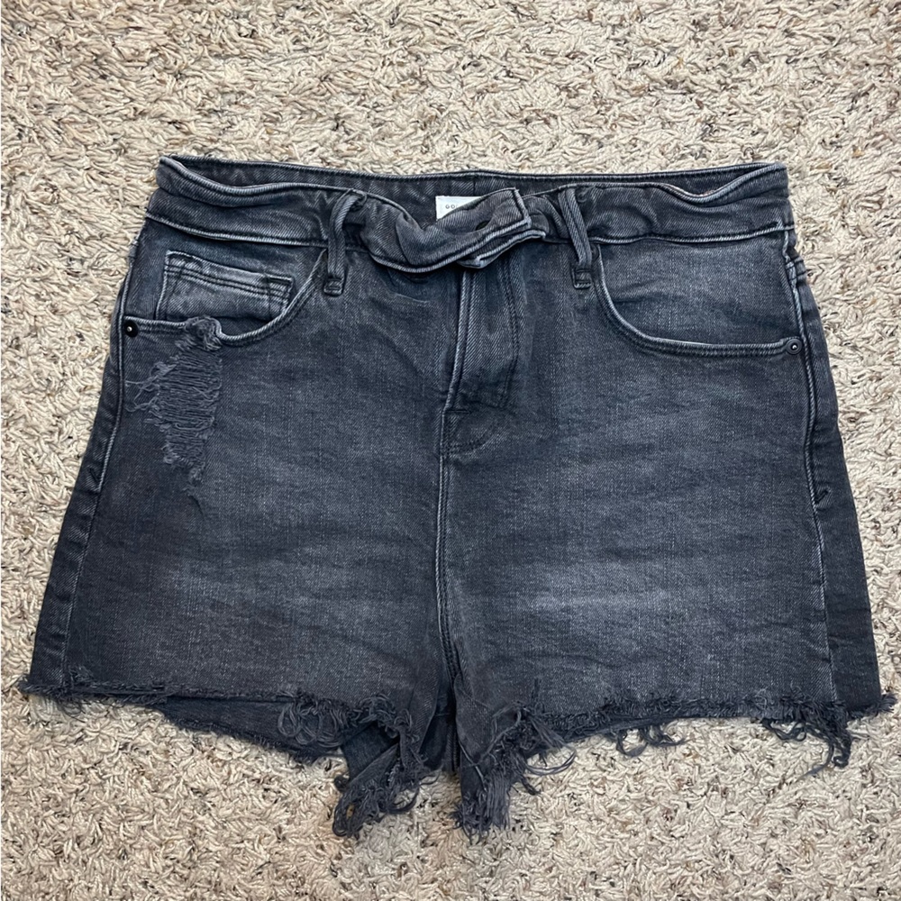 Good American Black High Waist Denim Shorts